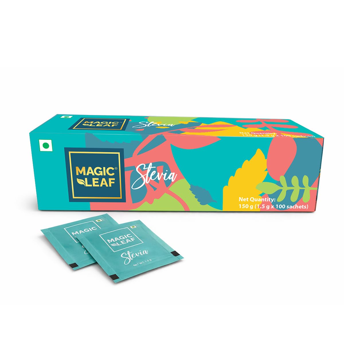 Sugar Free Stevia Powder Sachets, Natural Origin Sweetener, Zero Calorie for Health Management, 99.9% REB-A Purity, Diabetic Friendly Sugar Substitute - 100 Sachets (150 gm)