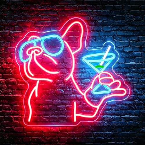 Image of Red&Blue Neon Sign Led Neon Lights Signs for Wall Decor USB Powered Led Signs for Room Decoration-Cocktail Dog