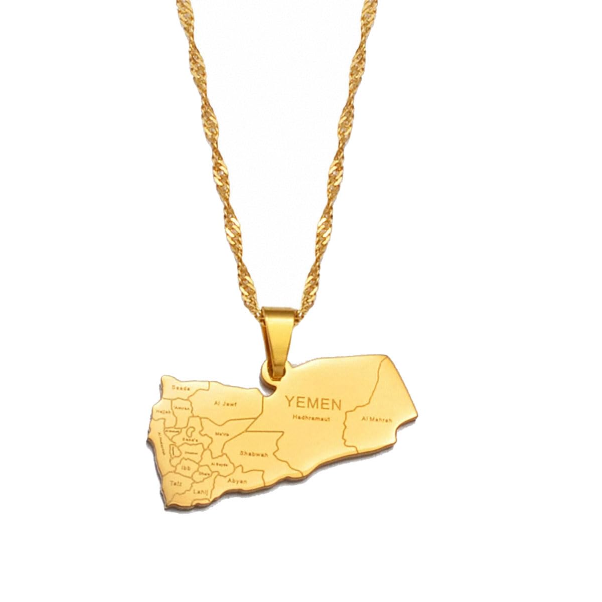 Hafrita Yemen Map Flag Pendant Neckalces Silver Gold Neckalce Yemeni Map Chain Necklaces