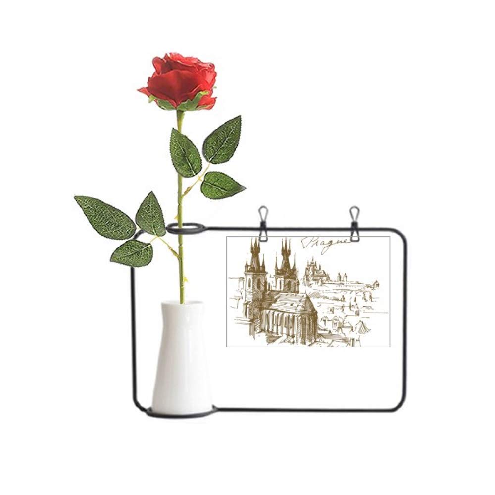 Prague fleur artificielle suspendue et vase bouteille pour décoration intérieure