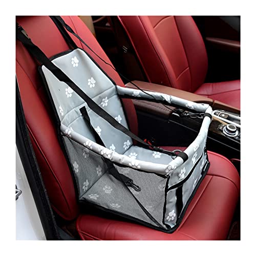 EHYSYN Funda Asiento Coche Perro Arnés de Coche Asiento Mascota Perro Cubierta Almohadilla Llevar casa Gato Cachorro Bolsa Coche Viaje Plegable Hamaca Perro Bolsa Funda Coche Perro(Paw Gray)