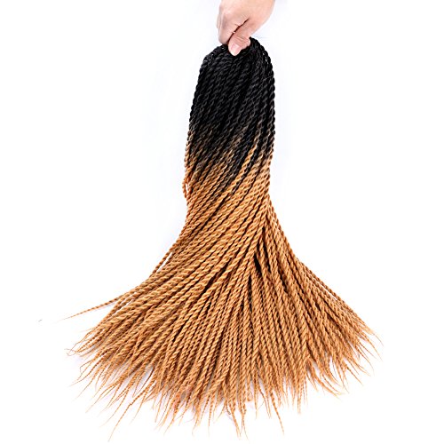DAIRESS (6 Packs) Ombre Crochet Braids Senegalese Twist Crochet Hair 22Inches 20Stands Synthetic Hair Extensions Kanekalon Crochet Twist Braiding Hair (6Packs,Black Brown)