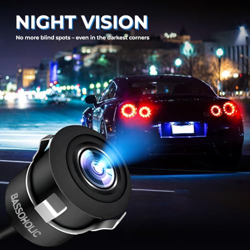 Image of BASSOHOLIC Fisheye Lens AHD 720P Car Reverse Parking Camera |160 Wide Angle | Night Vision | Water-Resistant | Compatible with Car Android Monitors & AHD /CCD Switcher Camera