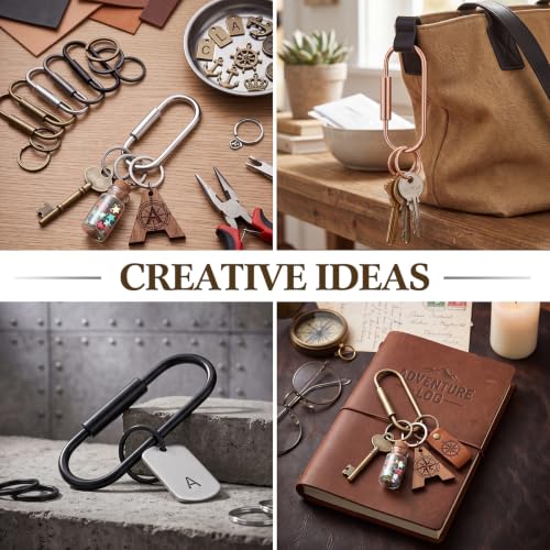 Image of WILLBOND Brass Carabiner Key Ring Locking Screw Carabiner Clips Round Key Rings Keychain Kit for Handbags Purse Bag Charm