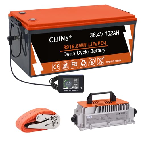CHINS 36V 102Ah Lithium Golf Cart Battery, Built-in Smart 200A BMS,...