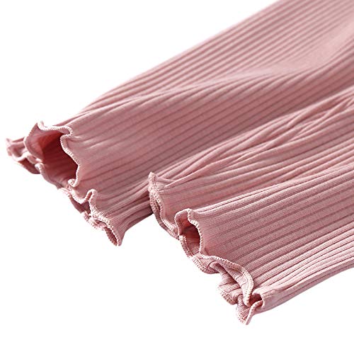 Girls' Solid Knitted Footless Tights Stretch Ruffled Pants2