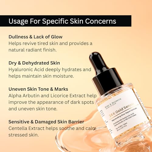Image of WISE & SECRETS 24K Gold Hyaluronic & Anti Aging Premier Serum Helps to Remove Wrinkles | Brighten & Whitening Serum | A Youthful-looking Glow - 20 ml