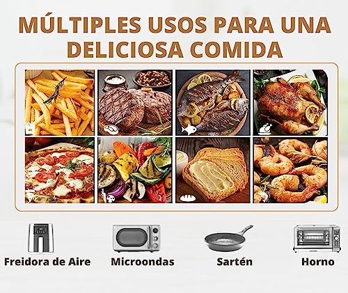 CPTEC 100 Stück Quadratisches Papier für Luftfritteuse 20 cm, Zubehör Fritteuse ohne Öl, Air Fryer Zubehör, Einwegpapier AirFryer, Backofen, Mikrowelle, bis zu 6 Liter – Bild 8