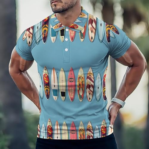 Polo de golf anti-transpiration homme coupe sèche imprimé surf