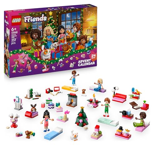 LEGO Friends Adventskalender 2025 - Weihnachten Spielzeug mit 24 Überraschungen inkl. 5 Minifiguren, 5 Tierfiguren und viel Zubehör - Kinder Geschenk für Mädchen und Jungen ab 6 Jahren - 42668