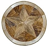RODEO Texas Star Patch Work Cowhide Rug with linging Diameter 40 in (Pecan)
