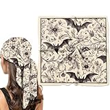 Cabreche Scarf Silk Feeling Square Satin Head Hair Wrap 27.5 Inches Trendy Aesthetic Cute Decoration for Women Girls-Bat