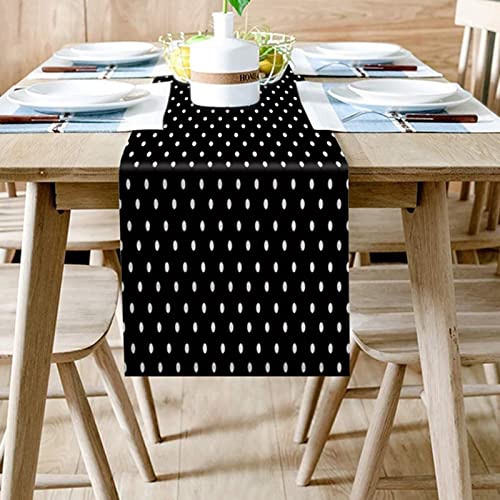 Chemin de table noir chic en lin et coton pour salle à manger