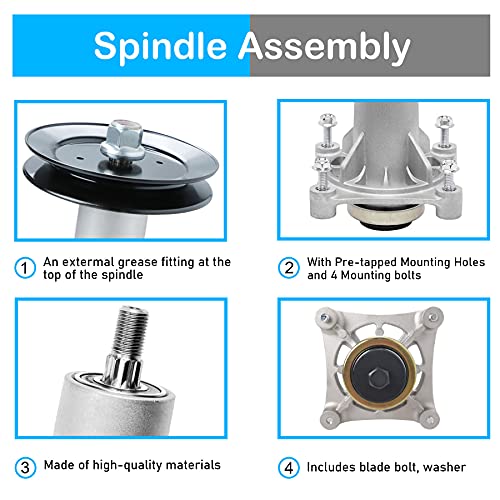PetMigo 187292 Spindle Assembly 2246 LS, YTH 20K46, YTH2042, CT154 Compatible with Craftsman Husqvarna AYP 42", 46", 48" and 54" Decks 192870, 532192870, 532187292, Includes Pulley 195945,197473 by PetMigo - Image 4