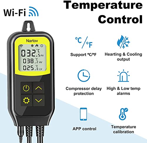 Nartov Prise Thermostat WiFi, Thermostat Terrarium Chauffage Refroidissement, Compatible avec Alexa et Google Home, Regulateur de Temperature pour Aquarium, Fermenter Bière, Serres, Brassage… - Image 3