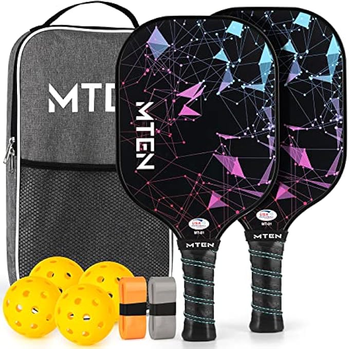 Pickleball Paddles, USAPA Approved Fiberglass Surface Pickleball Set with Pickleball Rackets, Pickle Ball Paddle Set ​for Men Women
