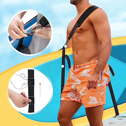 Image of GOBUROS Paddle Board Carrying Strap, Adjustable SUP Kayak Carry Strap with Detachable Storage Bag and Metal Hardware for Paddle boards, Surfboards, Long boards, Canoe and Kayak, Black