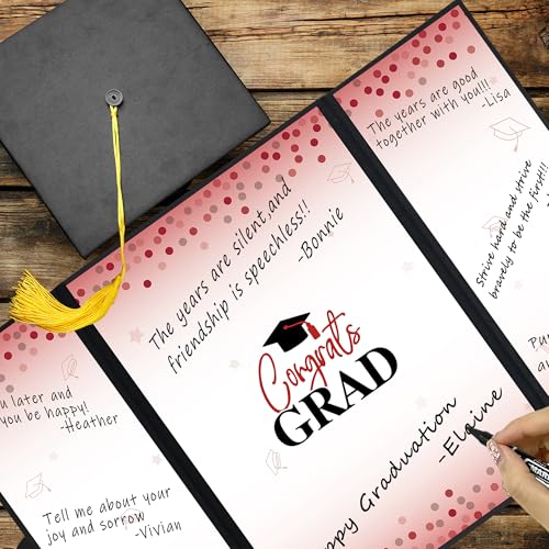 Image of Vlipoeasn Red 2025 Graduation Party Decorations Black Red 2025 College /High School Graduation Decorations Party Supplies, Red Class of 2025 Congrats Grad Backdrop Banner Signature Book