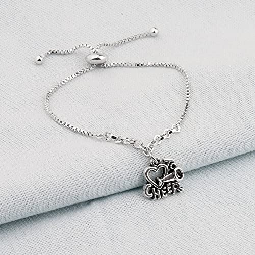 BEKECH Cheerleading Bracelet - Love to Cheer Charm Adjustable Slide Bracelet - Cheer Team Spirit Jewelry - Coach & Leader Gift3