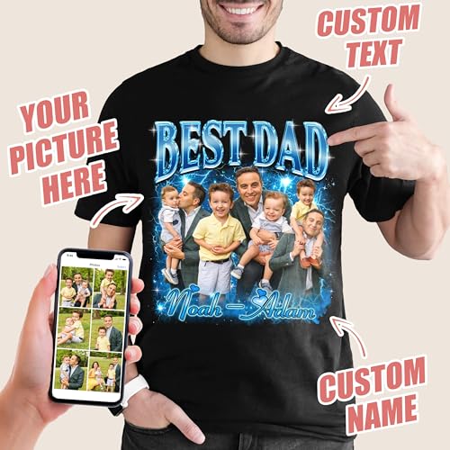 JIX & JOKY Custom T Shirts with Picture Custom Fathers Day Shirt for Dad Photo Tshirt with Face Customize Shirt for Men2