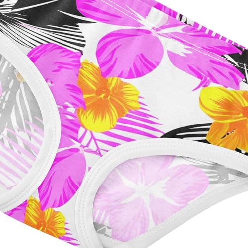 Cotton Girls Underwear Toddler Tropical Flowers Hibiscus Pink Girl Panties Cute Fancy Briefs Girls Undies 2t4