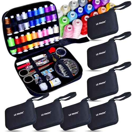 Image of Sewing Kit with Case Portable Sewing Supplies for Home Traveler, Adults, Beginner, Emergency, Contains 18 Sewing Thread, Scissors, Needles, Measure etc,Black(7 Pack)