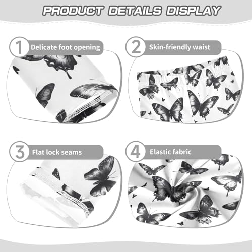 Boccsty Butterflies Black Pattern Girls Leggings Kids Yoga Pants Dance Active Tights 4T3