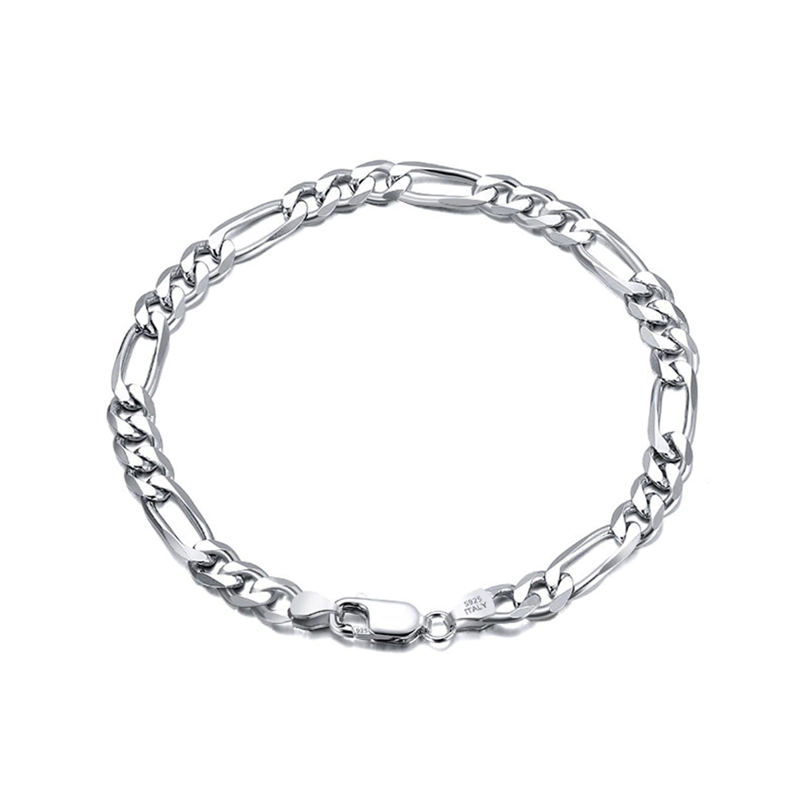 KnSam Bracelet Maille Figaro 3.3MM/5MM, Bracelet Souple Argent pour Femme