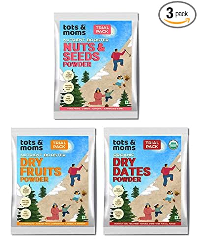 TOTS AND MOMS Nutrient Boosters Trial Pack | Organic, Nutritious and Preservative-free blend of Dry fruits and nuts | 3 Packs