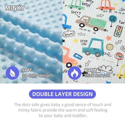 Image of Baby Nursery Bed Blankets Ultra Soft Double Layer Mini Blanket Minky Blanket Receiving Blankets Shower Gifts(Car,30 * 47in)
