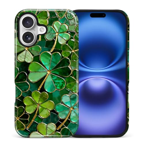 COTAIL Compatible with iPhone 17 Case, St Patricks Shamrock Mosaic Tiles Cover for Women Men, Shockproof Soft TPU and Hard PC Protective Phone Case for iPhone 17 - image 1