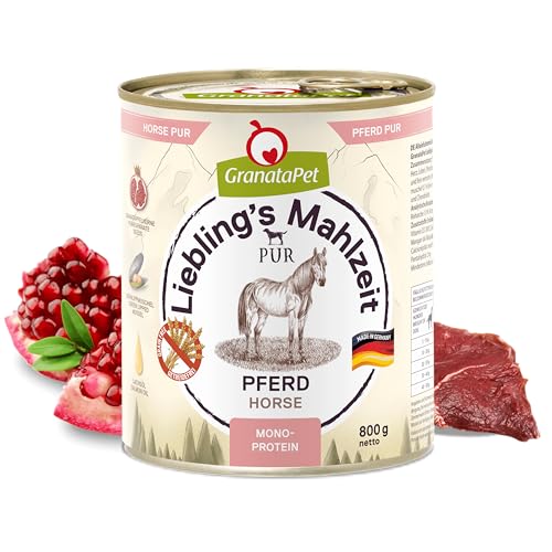 GranataPet Liebling's Mahlzeit Pferd PUR, Nassfutter für Hunde, Hundefutter ohne Getreide & Zuckerzusätze, Alleinfuttermittel mit hohem Fleischanteil & hochwertigen Ölen, 6 x 800 g