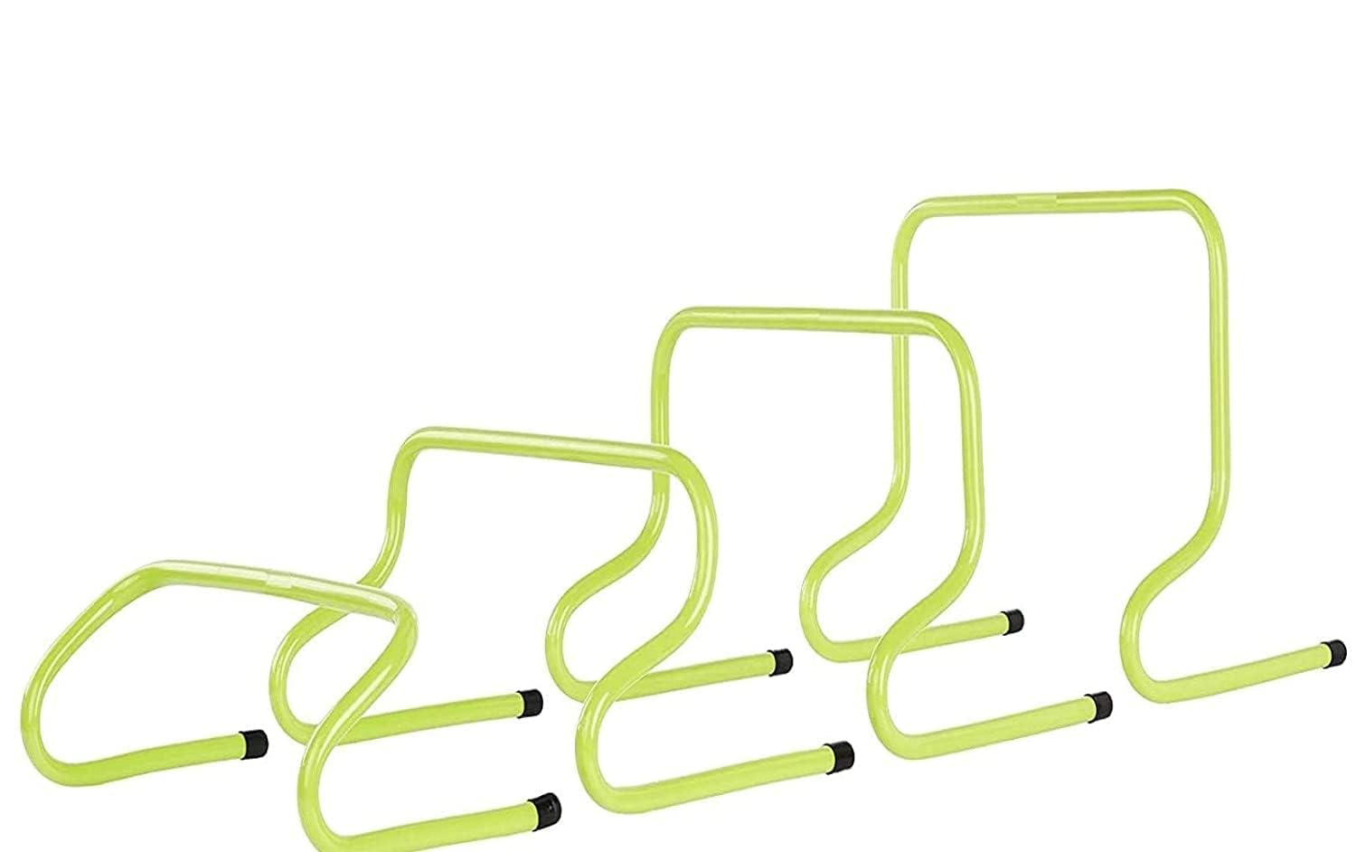 speed training exercise pvc hurdles set of 4 (1x6 inch, 1x9inch, 1x12inch, 1x15inch, fluorescent green)