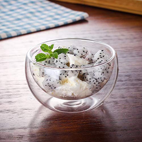 We3 Cereal Glass Bowl - Large Serving and Salad Bowl - Mixing (Pack of 2) - Silver, 300 Ml