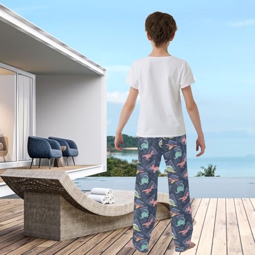 visesunny Boys Pants Funny Dinosaur Loose Jogger Pants Soft Elastic Trousers Long Bottoms with Pockets M3