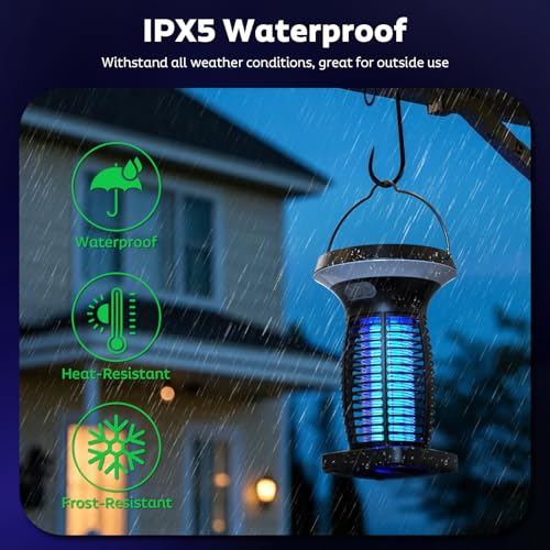 Image of OnBeam Solar Powered Bug Zapper, Outdoor Mosquito Fly Zapper for Patio