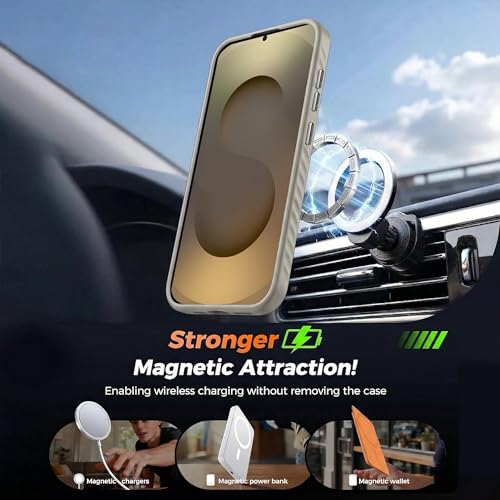 Image of KARWAN Slim Shockproof Back Case Cover Compatible with Samsung Galaxy S24 Ultra,Dual Layer Armor Protection with Matt Finish, Heavy Duty Cover with Magnetic MagEase Wireless Charging (Grey)