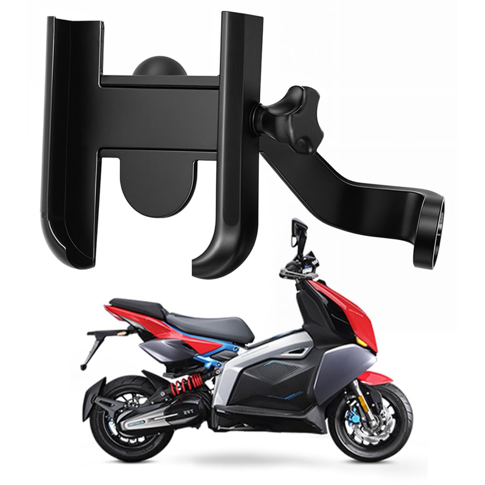 WHIPONE Metal CNC Mobile Holder for Scooter, Scooty & Motorcycle Compatible for TVS X, Mirror Mount, 360° Rotation, Strong Anti-Slip Grip, Wide Adjustable Fit for All Smartphones (Black)-picture-17