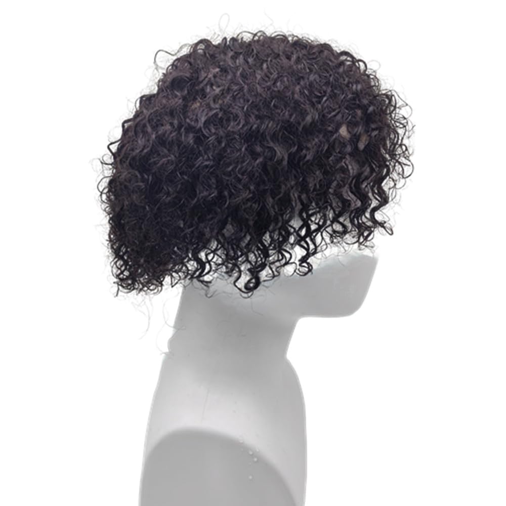 N.L.W. Topper for men HD Soft fine Swiss lace 10x8 base size 6" hair length prosthesis men patch units implant 5mm Spanish curly wave hair pieces replacement system for man #1b off black color