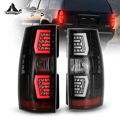 Wolfstorm Led Tail Lights Fit 2007-2014 Chevy Suburban/Tahoe,Sequential Signal Function, 07-14 Chevy Suburban Led Tail Light Replacement Assembly(Clear Lens) #TOP10