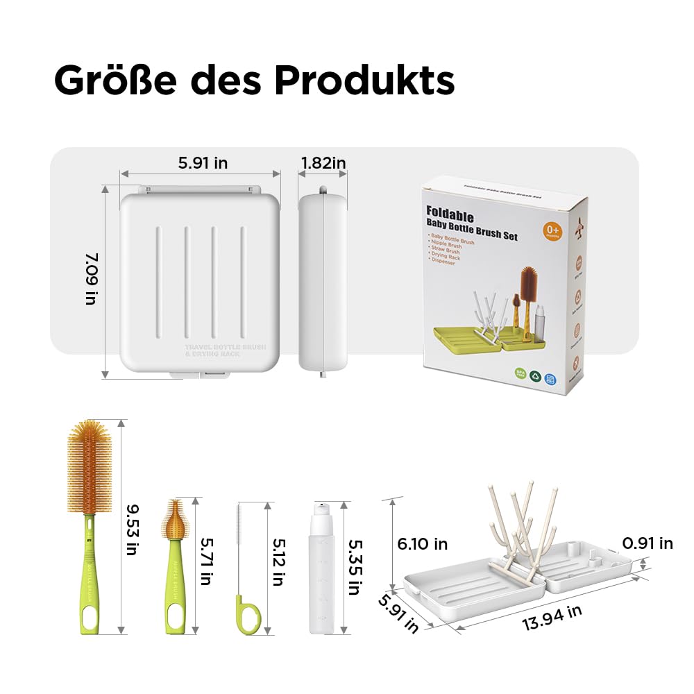 YOTIME Reise Flaschenbürste Baby Set mit Baby Flaschenhalter, für Must Have Reisen, Seine Freunde und Verwandten Besuchen, Weiß