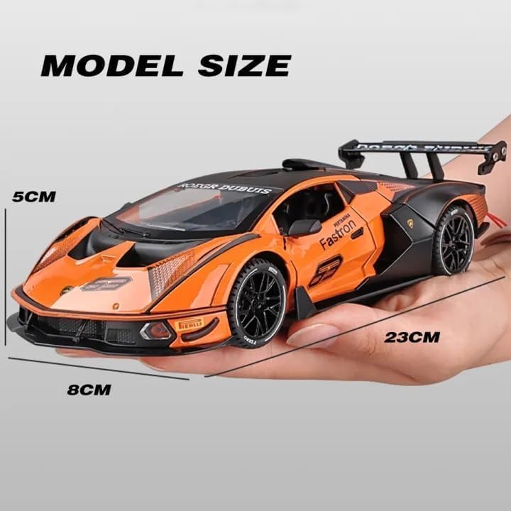 Image of Invite 1:24 Big Lamborghini Essenza SCV12 Diecast Scale Model Metal Pull Back Toy car for Kids with Openable Doors & Light, Music Toy Vehicle for Kids [Green-Color]