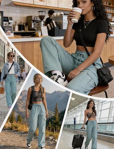 Image of Women's Cargo Pants 28 inch /30 inch Lightweight Quick Dry Casual Travel Pant Streetwear for Work Hiking Outdoor with 8 Pockets