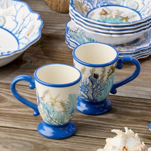 Set de 4 Mugs de Cerámica Azul Laguna 14 oz miniatura 3