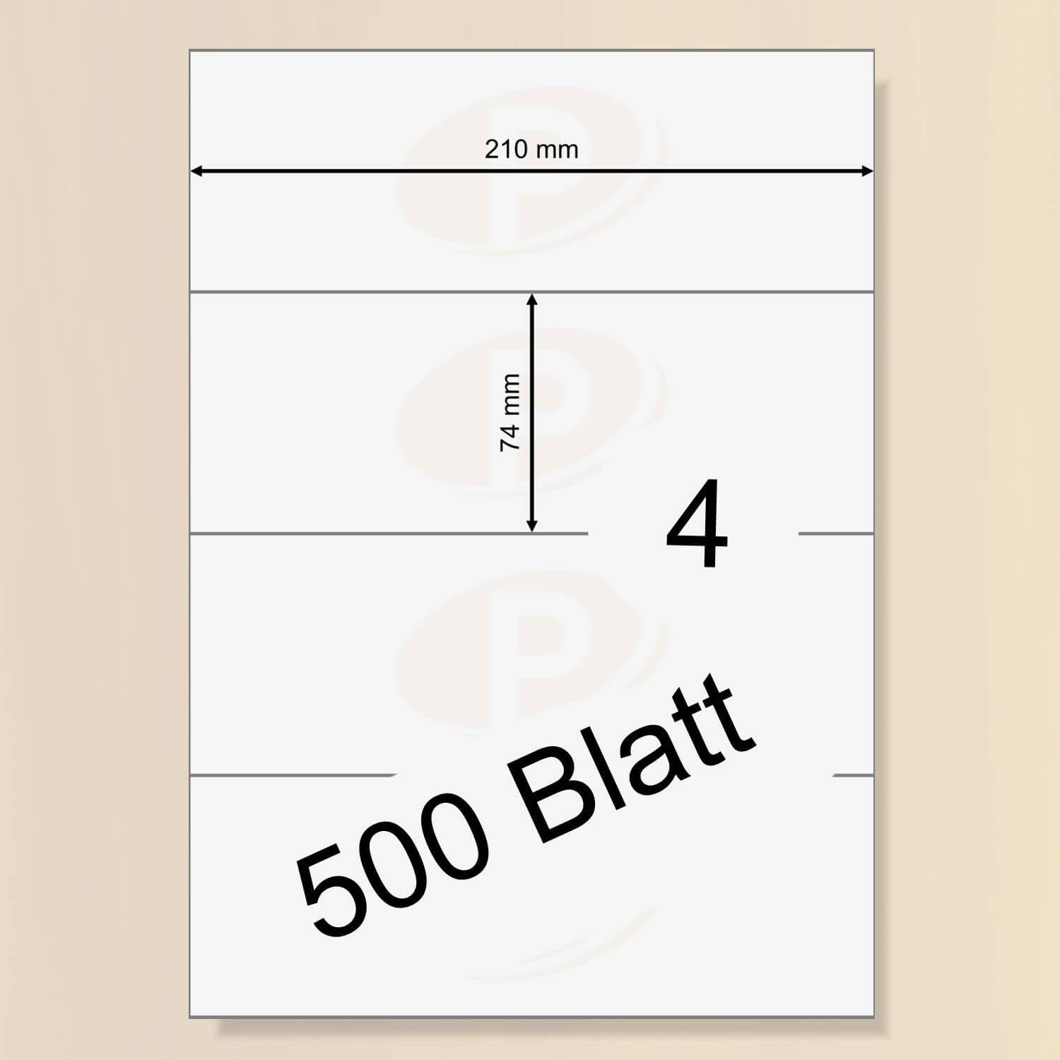Printation Etiketten 210 x 74 mm selbstklebend weiß zum bedrucken - 2000 Aufkleber 1x4 210x74 - Labels auf 500 DIN A4 Bogen 1x4 BigPack - 4 pro Blatt - Klebeetiketten 8405 DATAPRINT VDA ODETTE Laser
