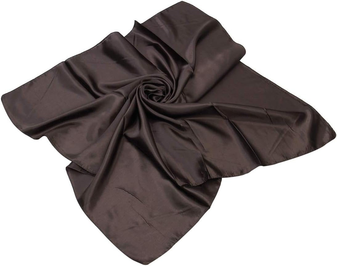 TrendsBlue Elegant Large Silk Feel Solid Color Satin Square Scarf Wrap 35"