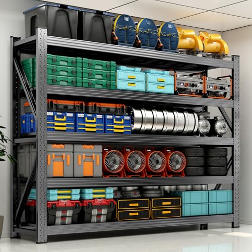 8000LBS Garage Storage Shelves, 5 Tier Adjustable Industrial Garage Shelving, Heavy Duty 63