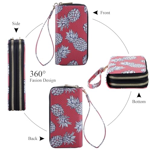 Image of XEYOU Double Zipper Long Clutch Wallet Cellphone Wallet for Women with Removable Wristlet Strap for Credit Card, Cash, Coin, Bill