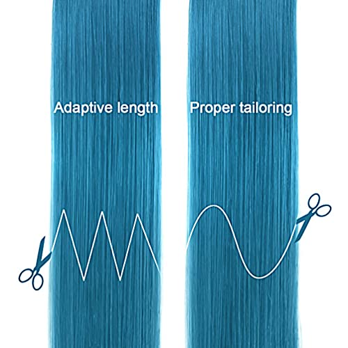 Image of Reusable Coloured Hair Streaks Extensions For Women Hair Coloured Hair Extension For Girls Set of 2 Pcs (Blue)