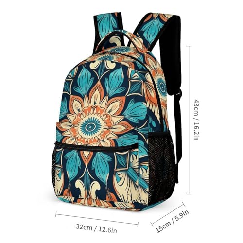 Vintage Mandala Flowers Backpack Set Lightweight Bag Lunch Box Pencil Bags for Women Men Bookbags 3 in 12
